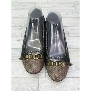Women's AGL Monika Flats Leather Cap Toe Flats Shoes Size 38.5 US 8.5 Shimmering